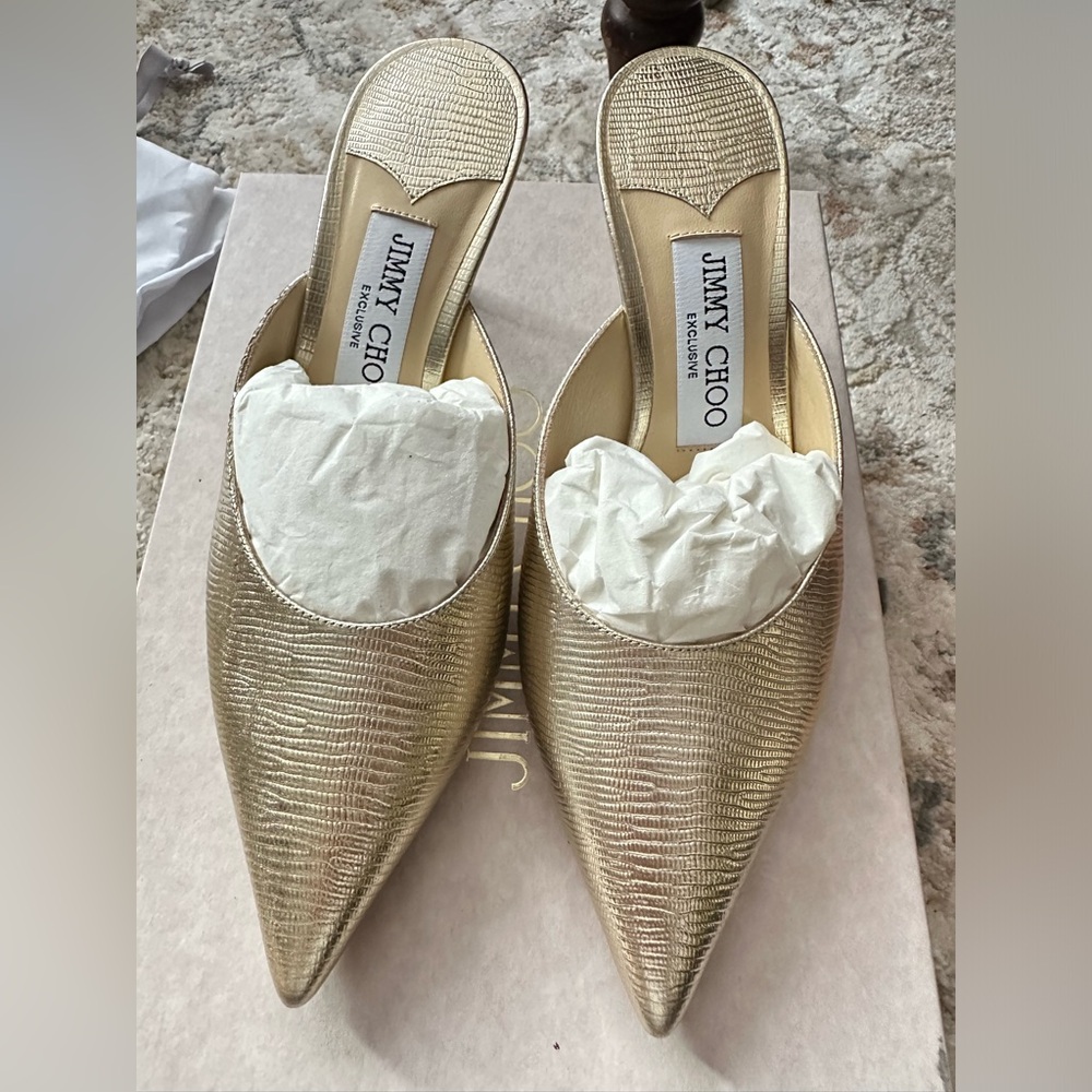 JIMMY CHOO RAV 65 Pointed Toe High Heel Mules Leather
